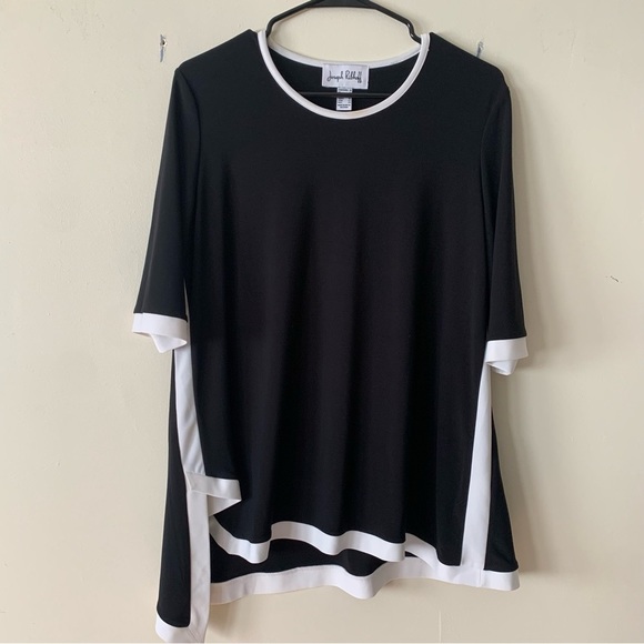 Joseph Ribkoff Black and White Tunic Asymmetrical Hem Size 10 - Picture 4 of 13